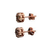 1.00ct Natural Champagne Diamond Pressure Set Flower Earring