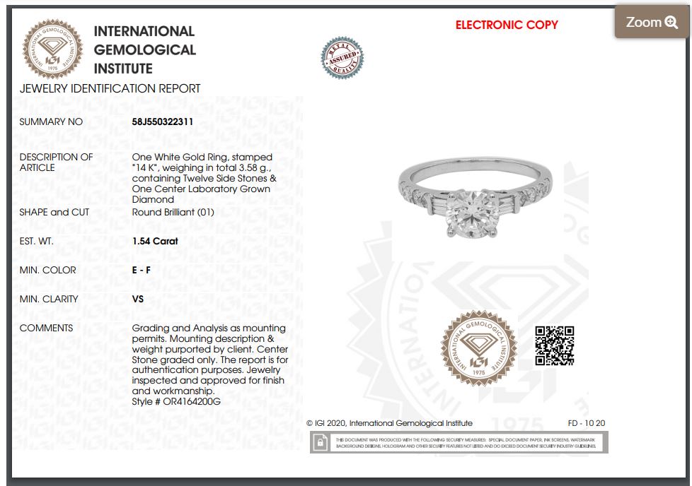 IGI 2.00ct Lab Grown Diamond Ring