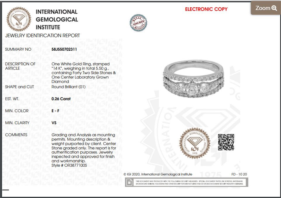 Anillo de diamantes cultivados en laboratorio de 1,00 ct