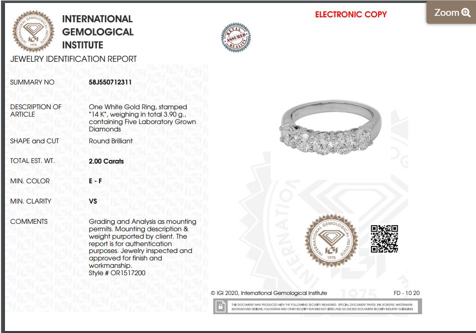 Anillo de banda con diamantes cultivados en laboratorio de 2,00 ct