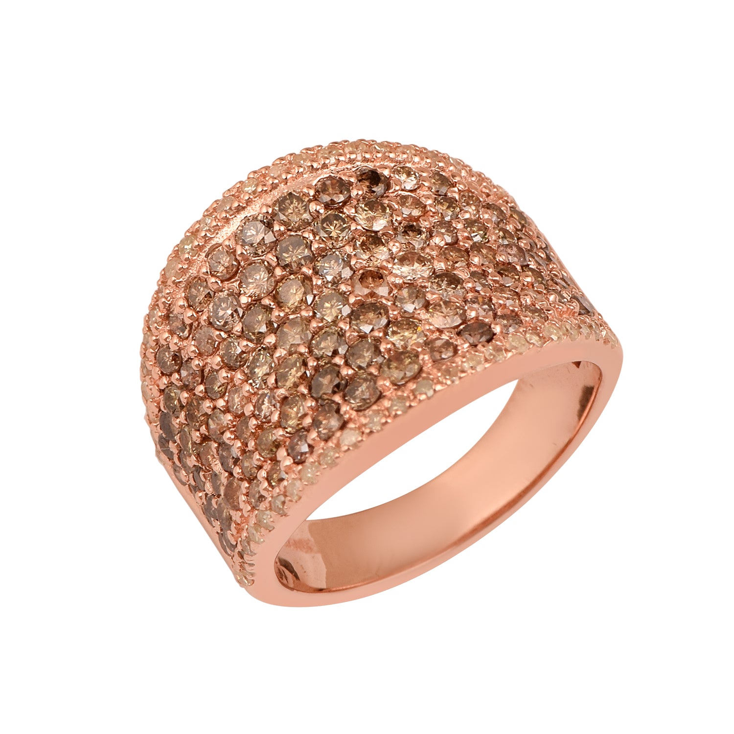 Anillo de banda con diamantes color champán natural de 2,5 ct