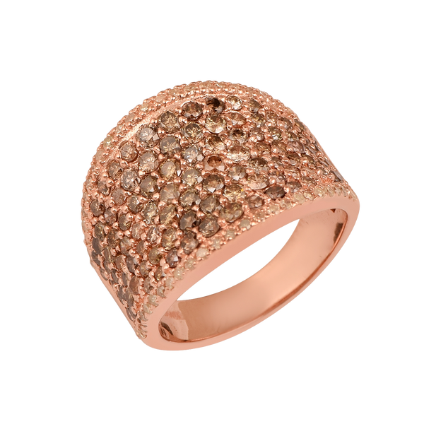 Anillo de banda con diamantes color champán natural de 2,5 ct