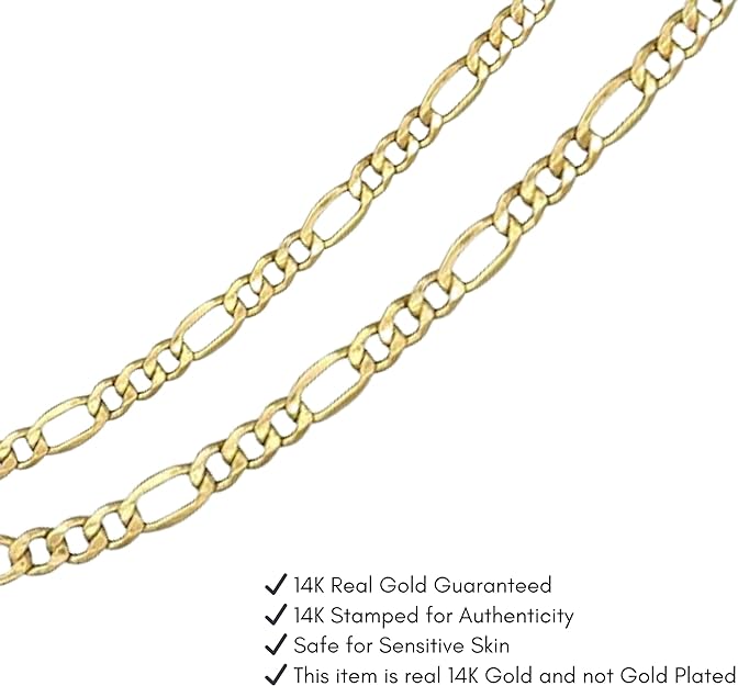 Yellow Gold 4MM Figaro Chain
