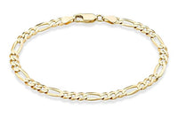 Italian 14K Real Yellow Gold Figaro Bracelet 8 Inch