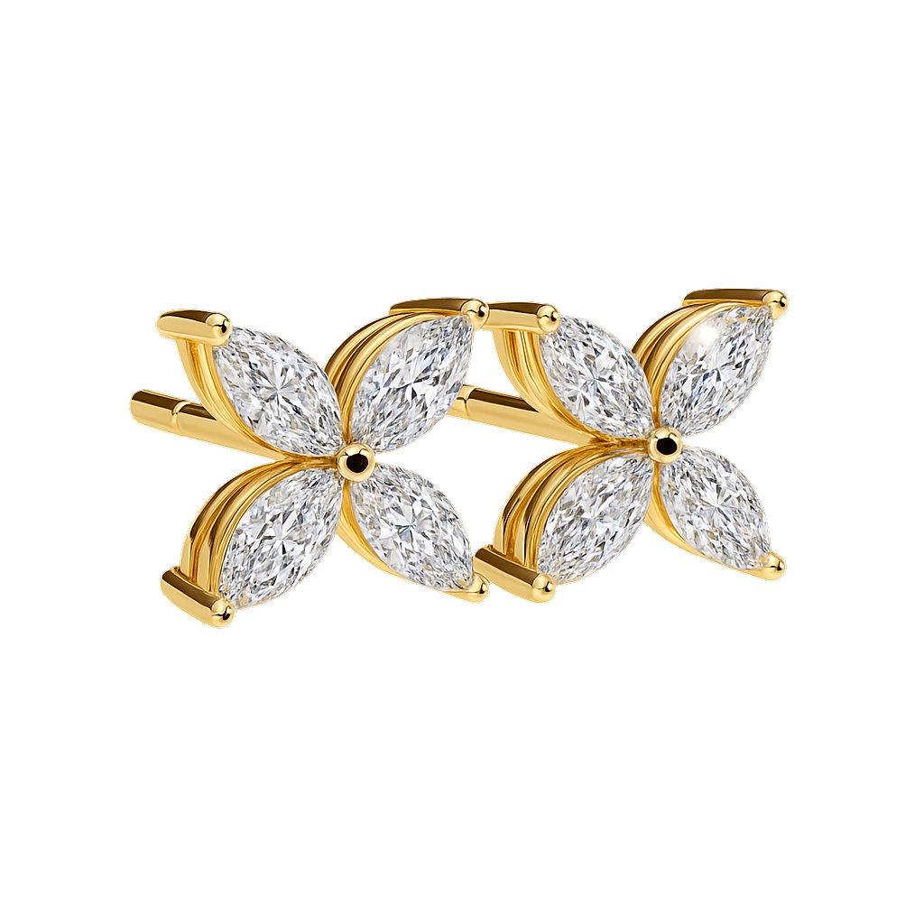 1.00ct Lab Grown Marquise Diamond Flower Studs