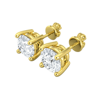 Lab Grown Diamond Solitaire Stud Earrings Push Back in 925 Silver (1.00CT-2.00CT)