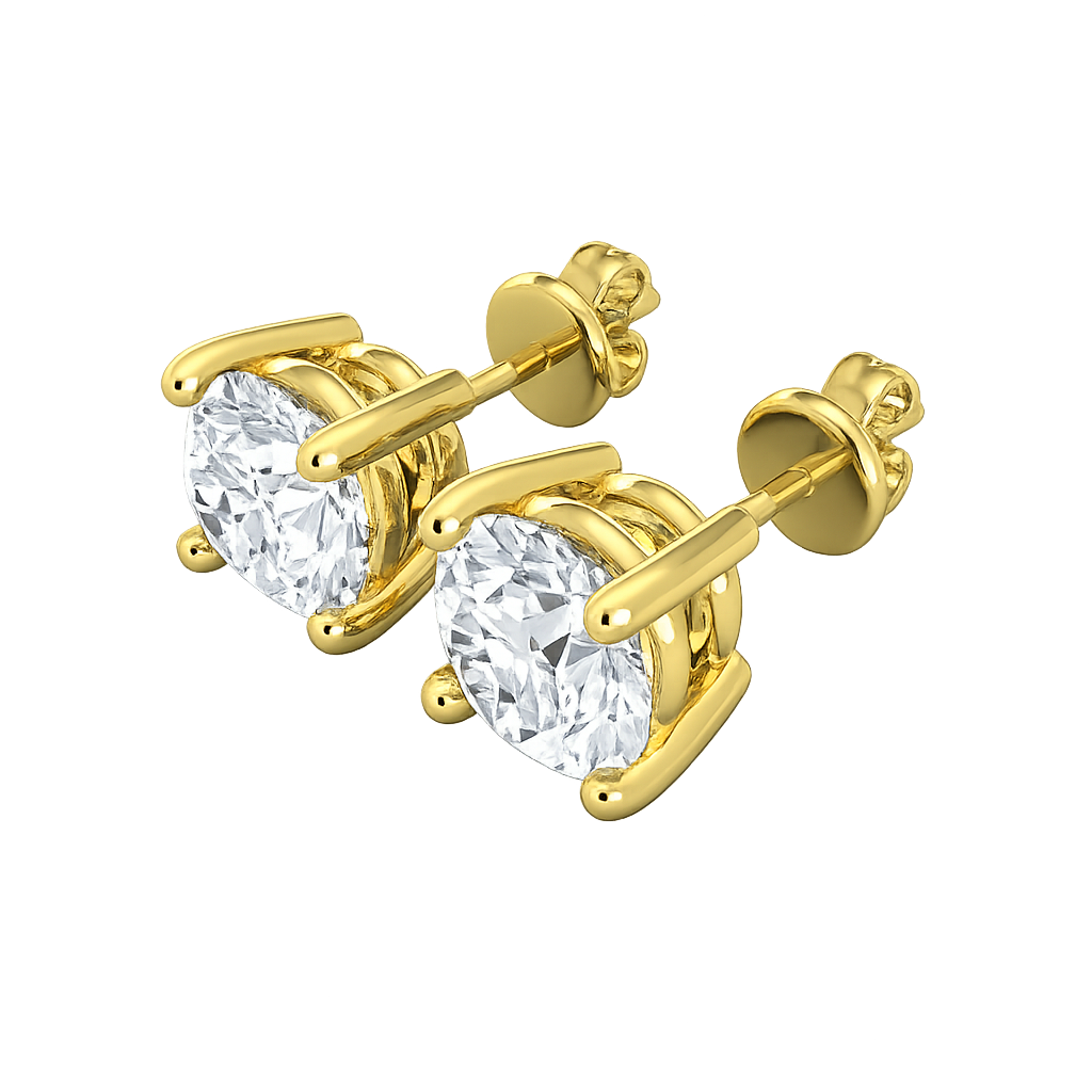 Lab Grown Diamond Solitaire Stud Earrings Push Back in 925 Silver (1.00CT-2.00CT)