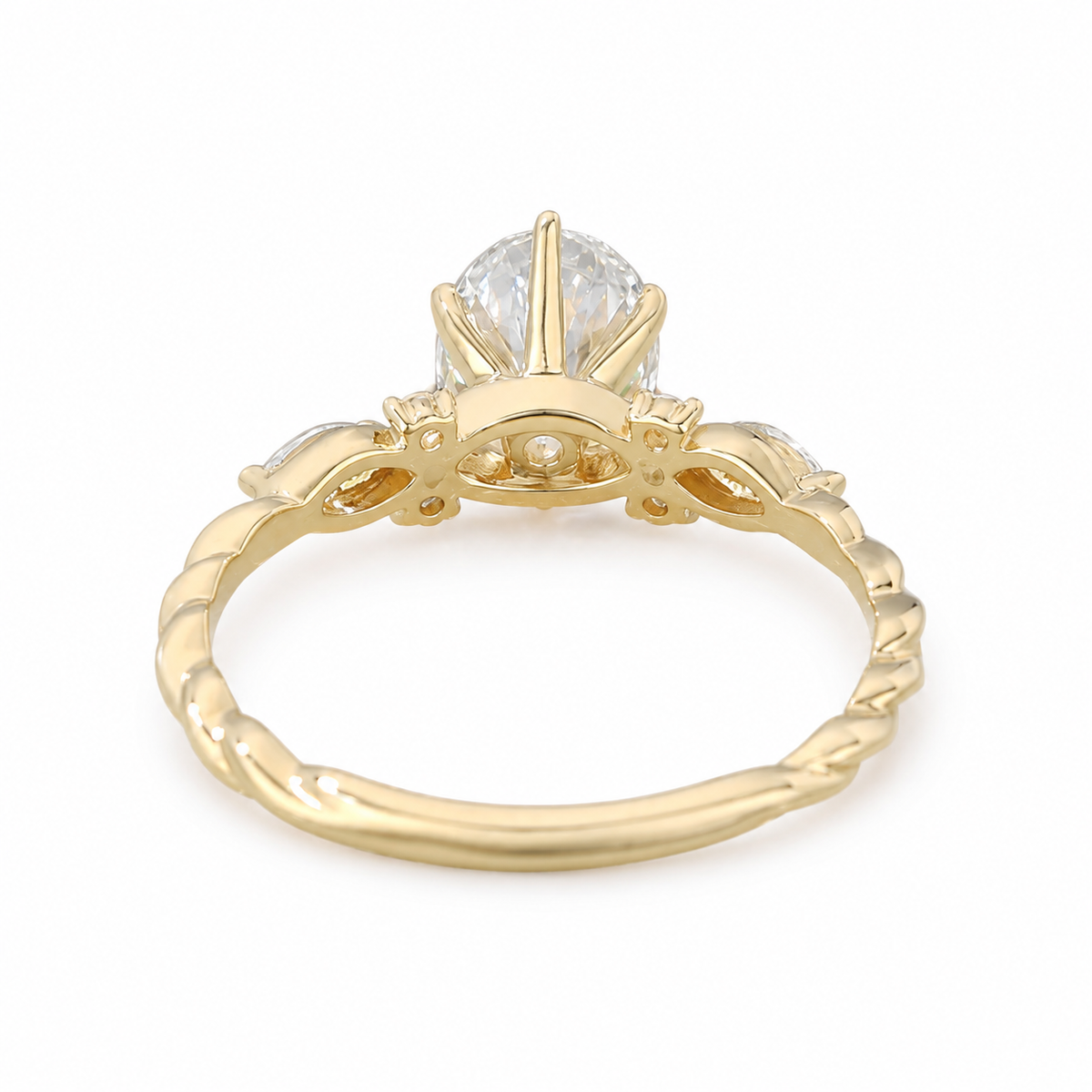 Oval Cut Lab Grown Diamond Vine Engagement Ring