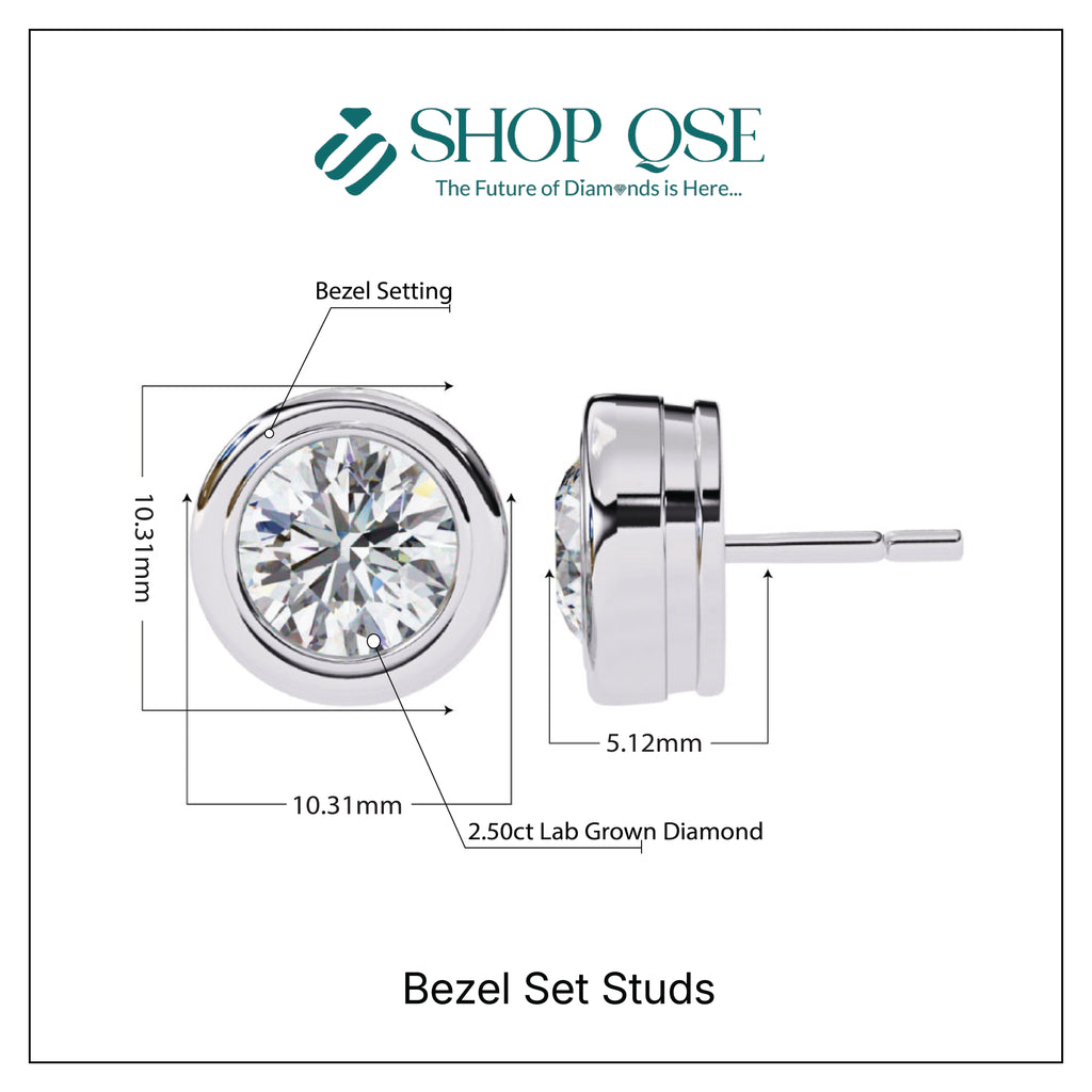 Pendientes engastados en bisel con diamantes cultivados en laboratorio de 2,50 ct