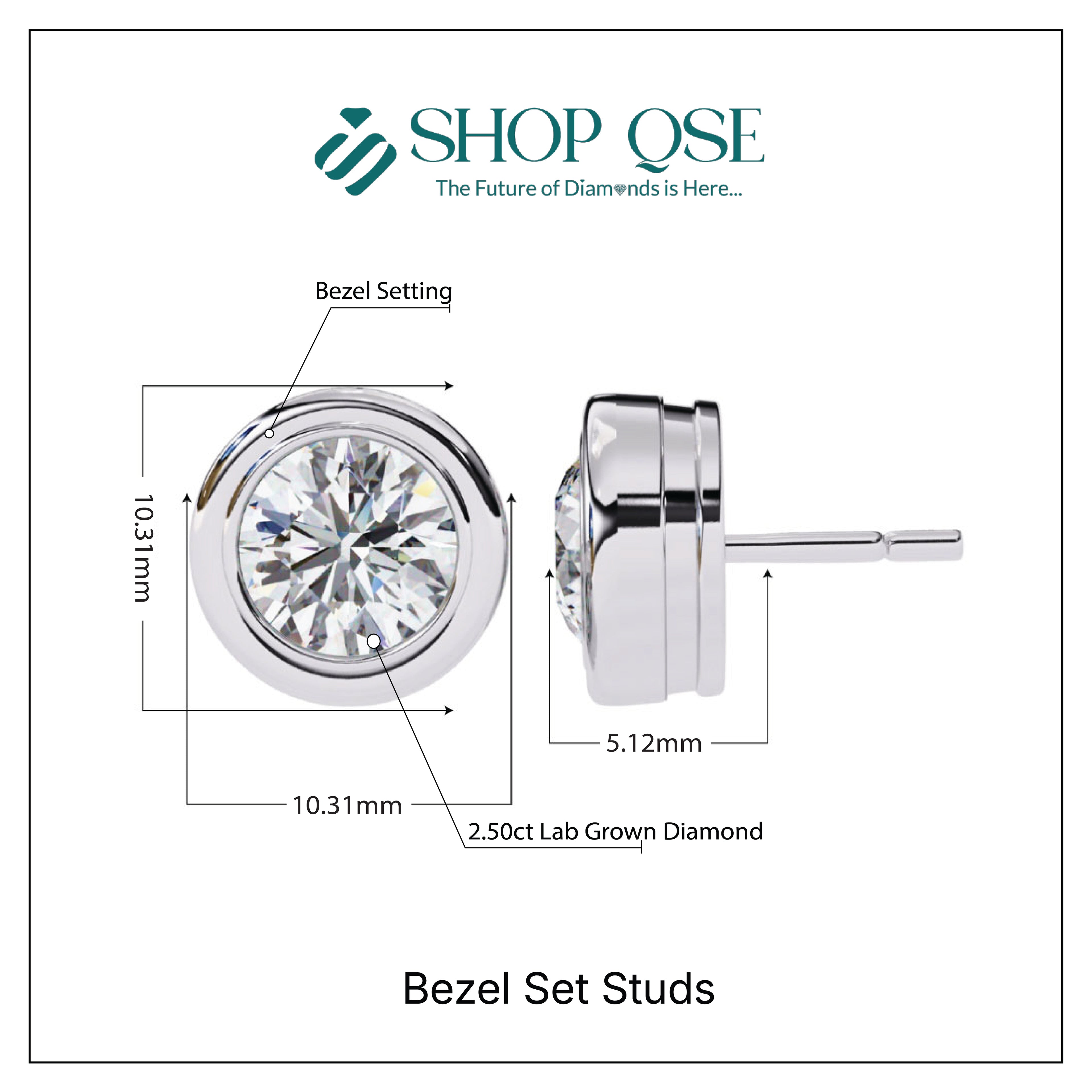 Pendientes engastados en bisel con diamantes cultivados en laboratorio de 2,50 ct