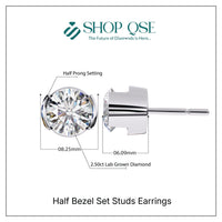 Pendientes de medio bisel con diamantes cultivados en laboratorio de 2,50 ct