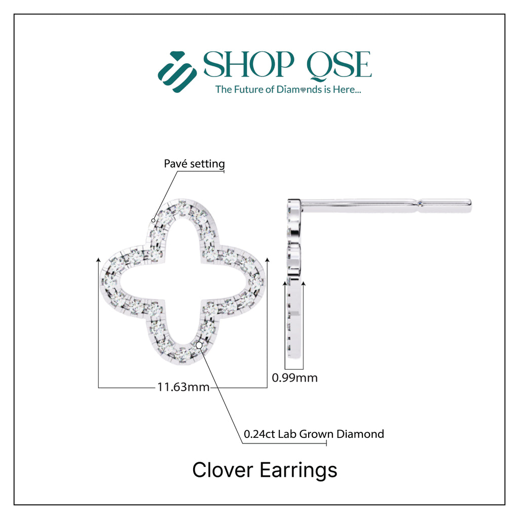 0.25ct Lab Grown Diamond Clover Earrings