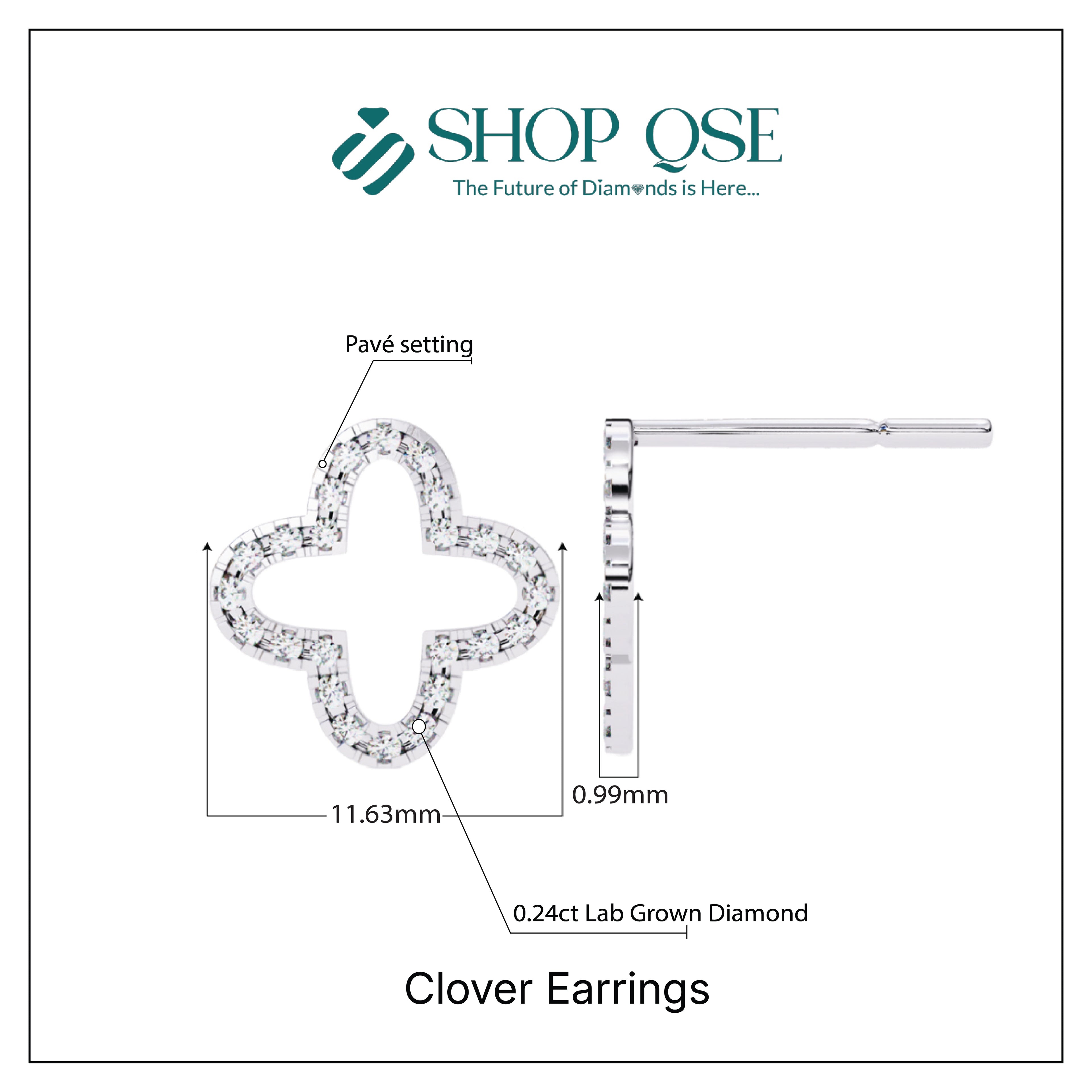 0.25ct Lab Grown Diamond Clover Earrings