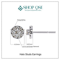 0.51ct Lab Grown Diamond Halo Studs