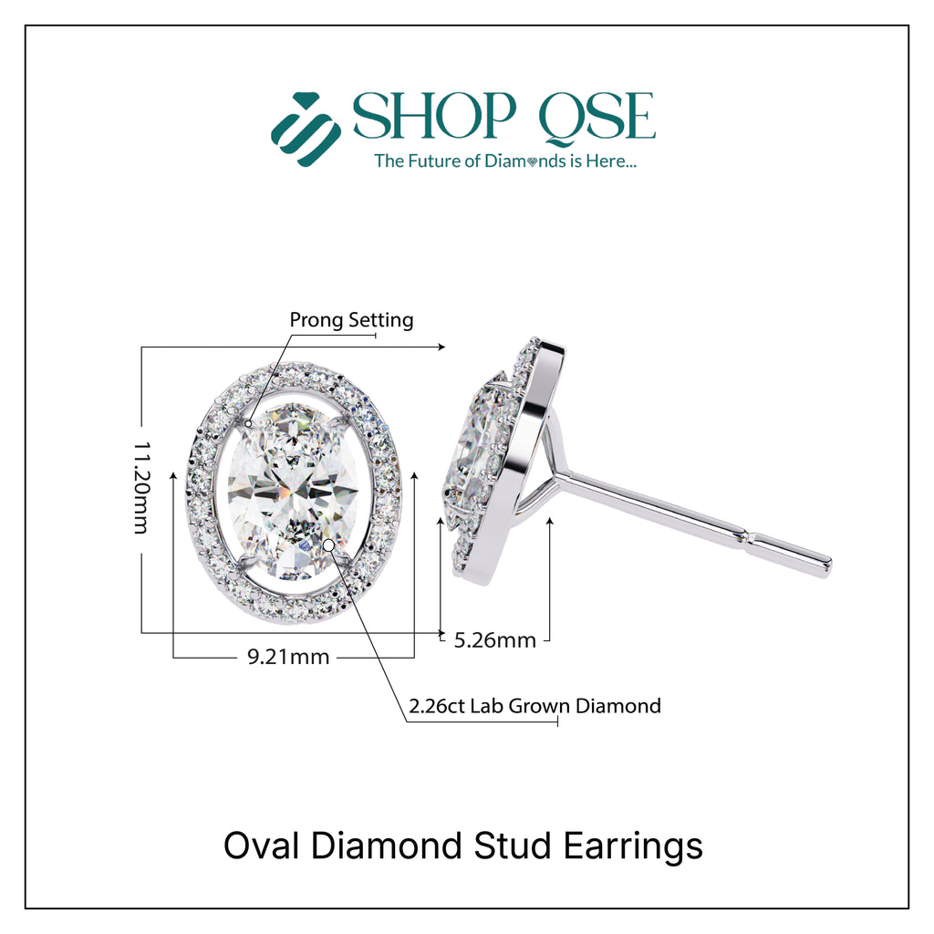 Pendientes con diamantes ovalados cultivados en laboratorio de 2,26 ct