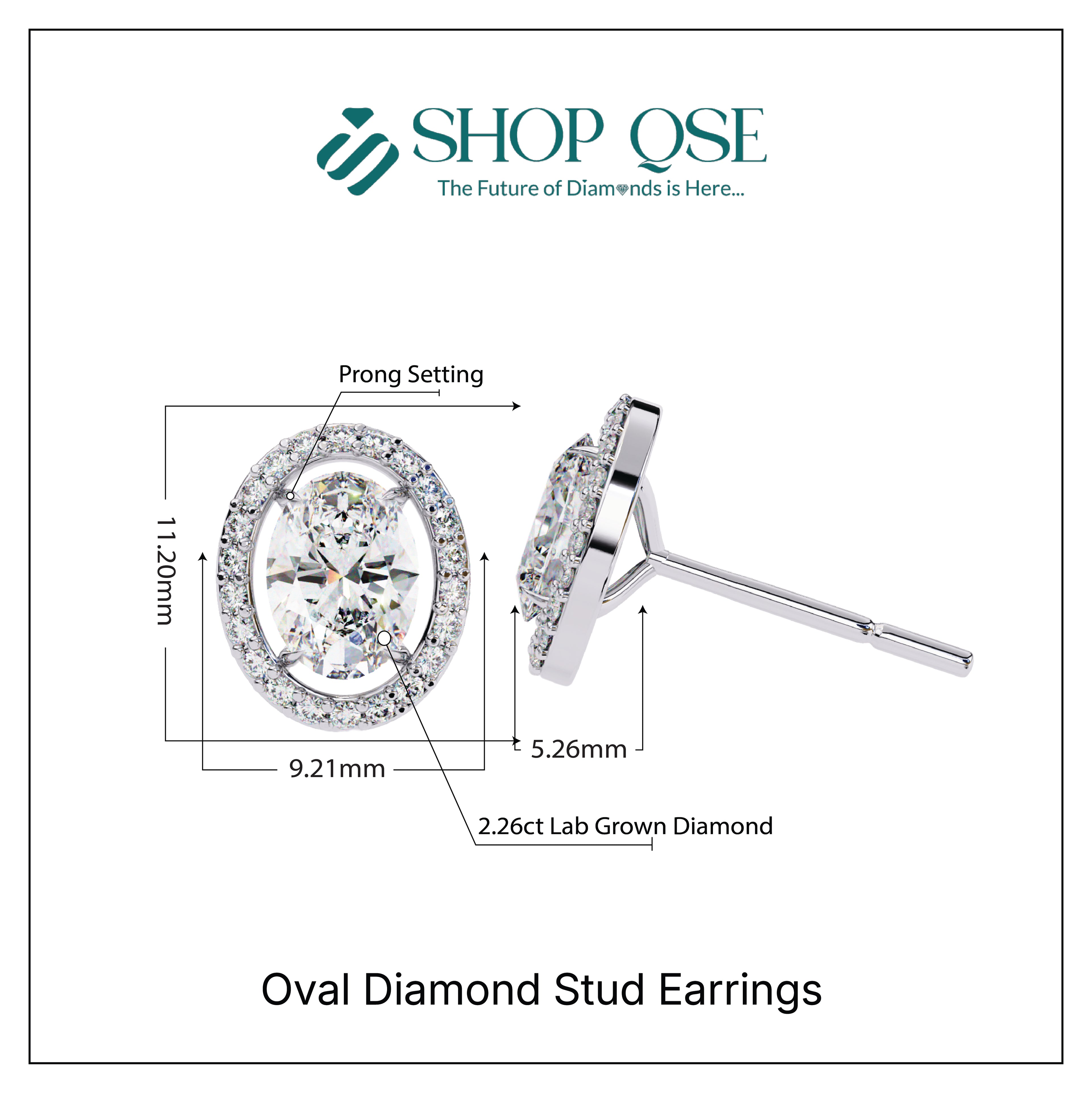 Pendientes con diamantes ovalados cultivados en laboratorio de 2,26 ct