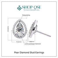 Pendientes con diamantes en forma de pera cultivados en laboratorio de 3,27 ct