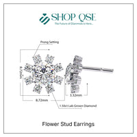 IGI 1.50ct Lab Grown Diamond Flower Stud Earrings