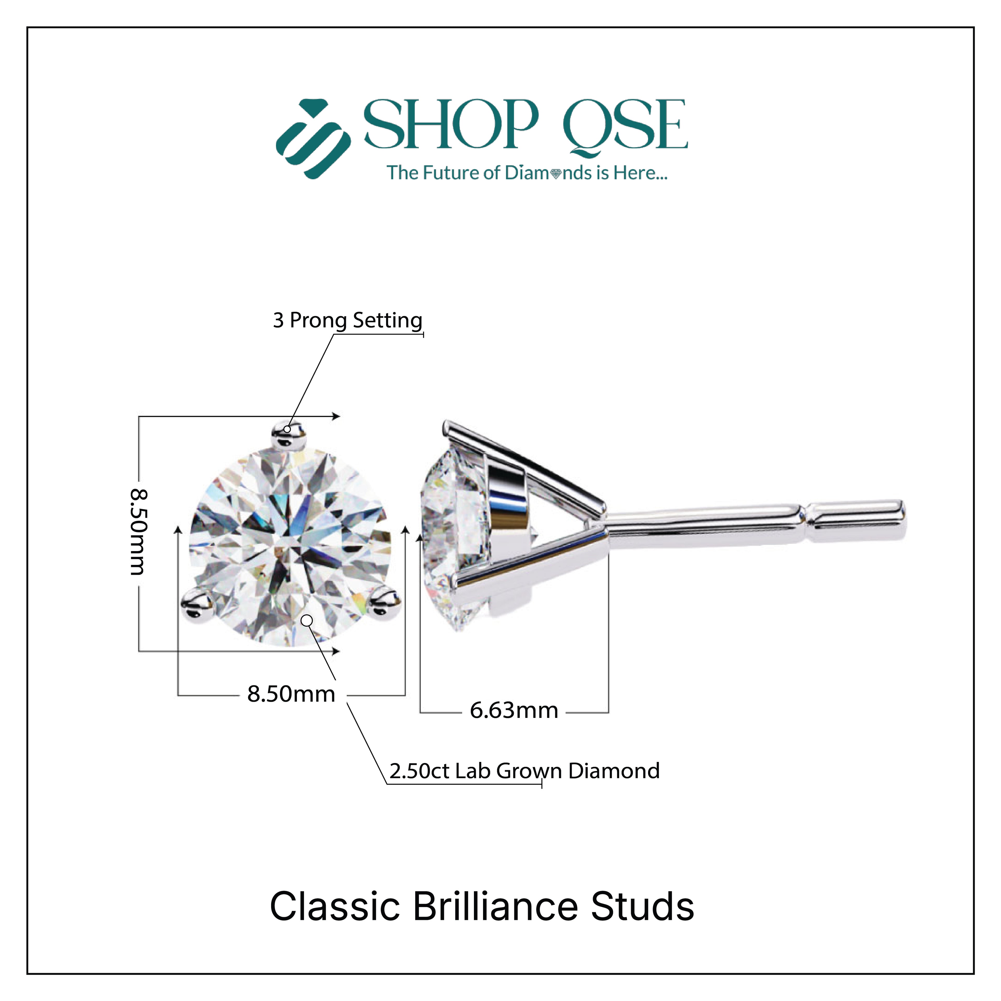 IGI 2.50ct Lab Grown Diamond Classic Brilliance Studs