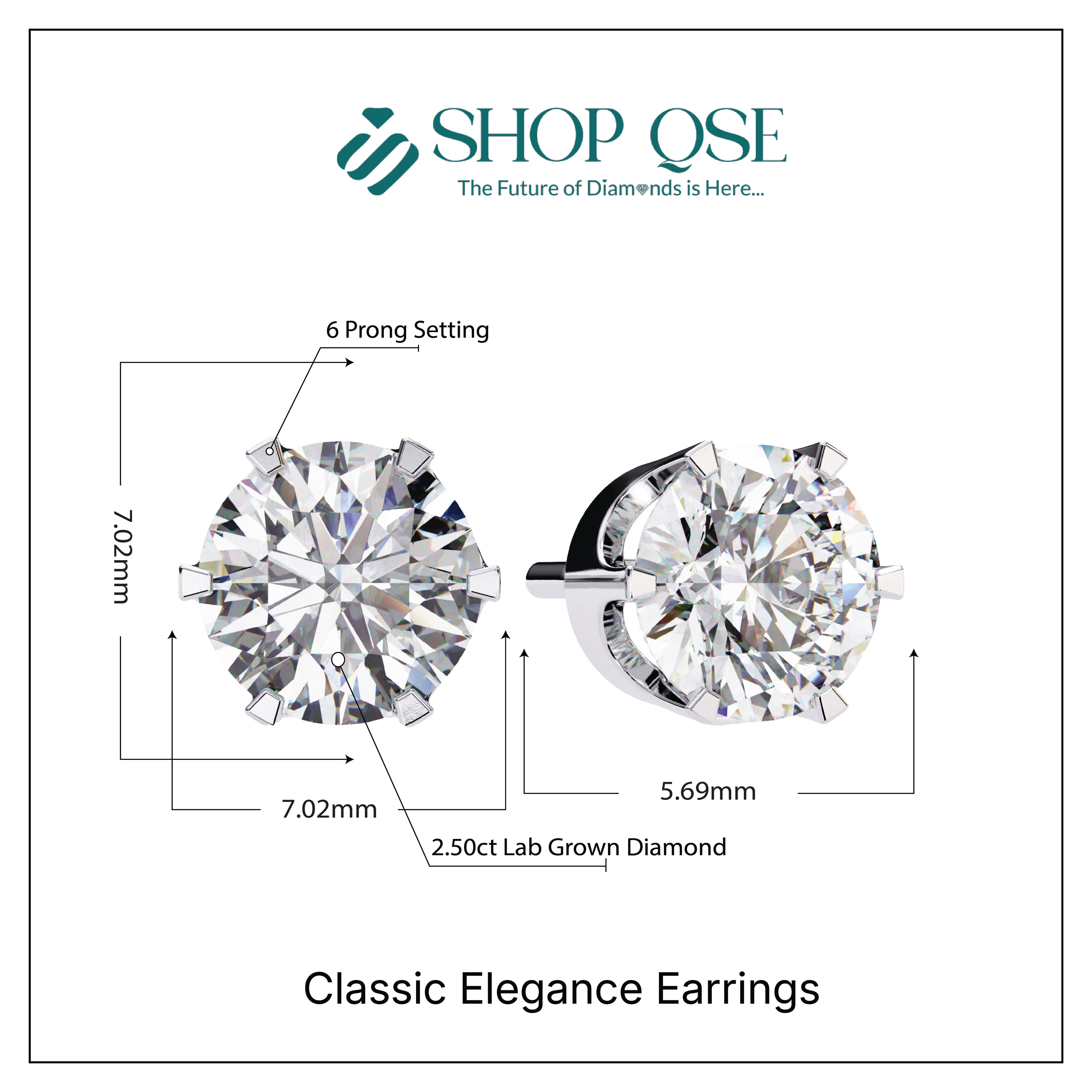 Pendientes de elegancia clásica con diamantes cultivados en laboratorio de 2,50 ct