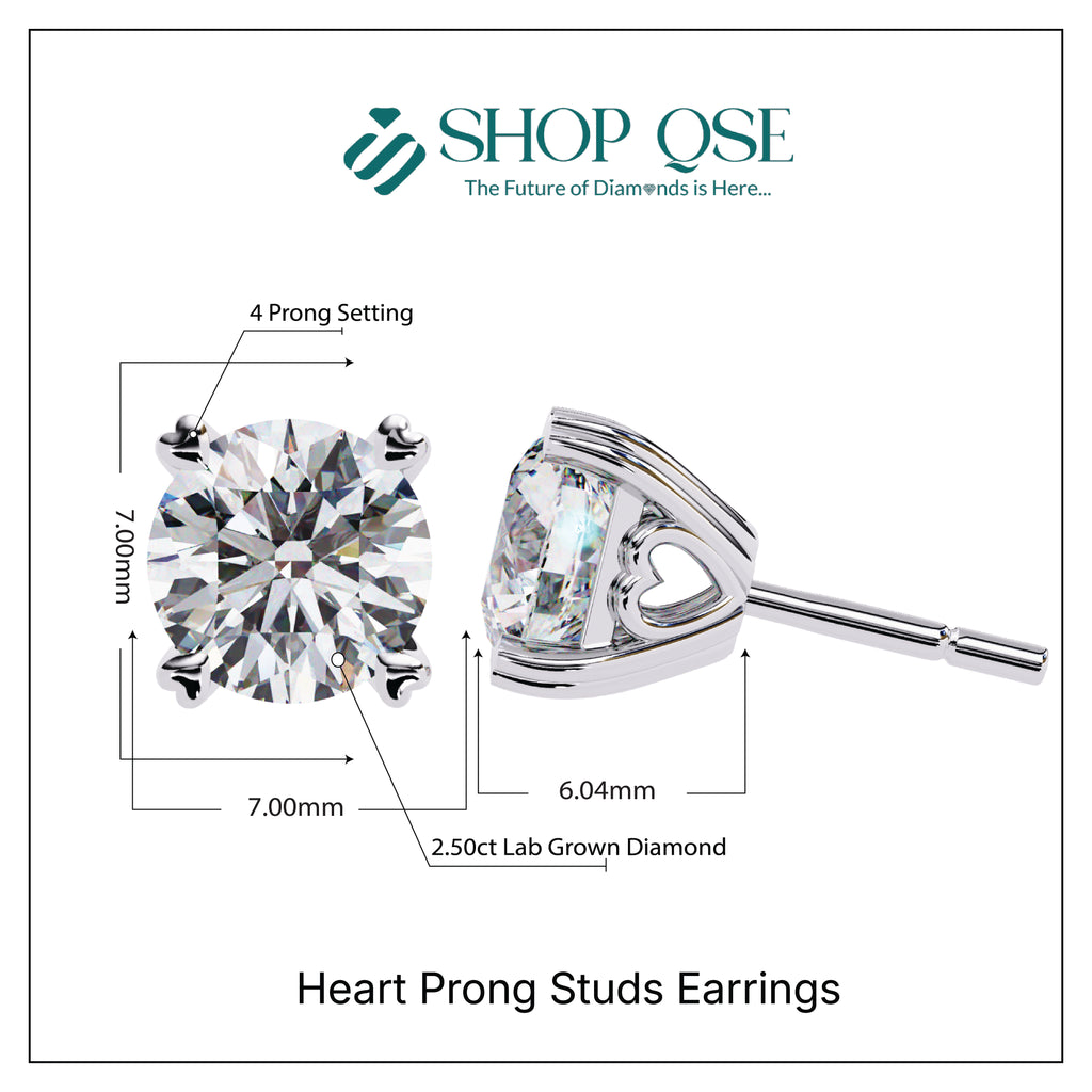 Pendientes con forma de corazón de diamantes cultivados en laboratorio de 2,50 ct