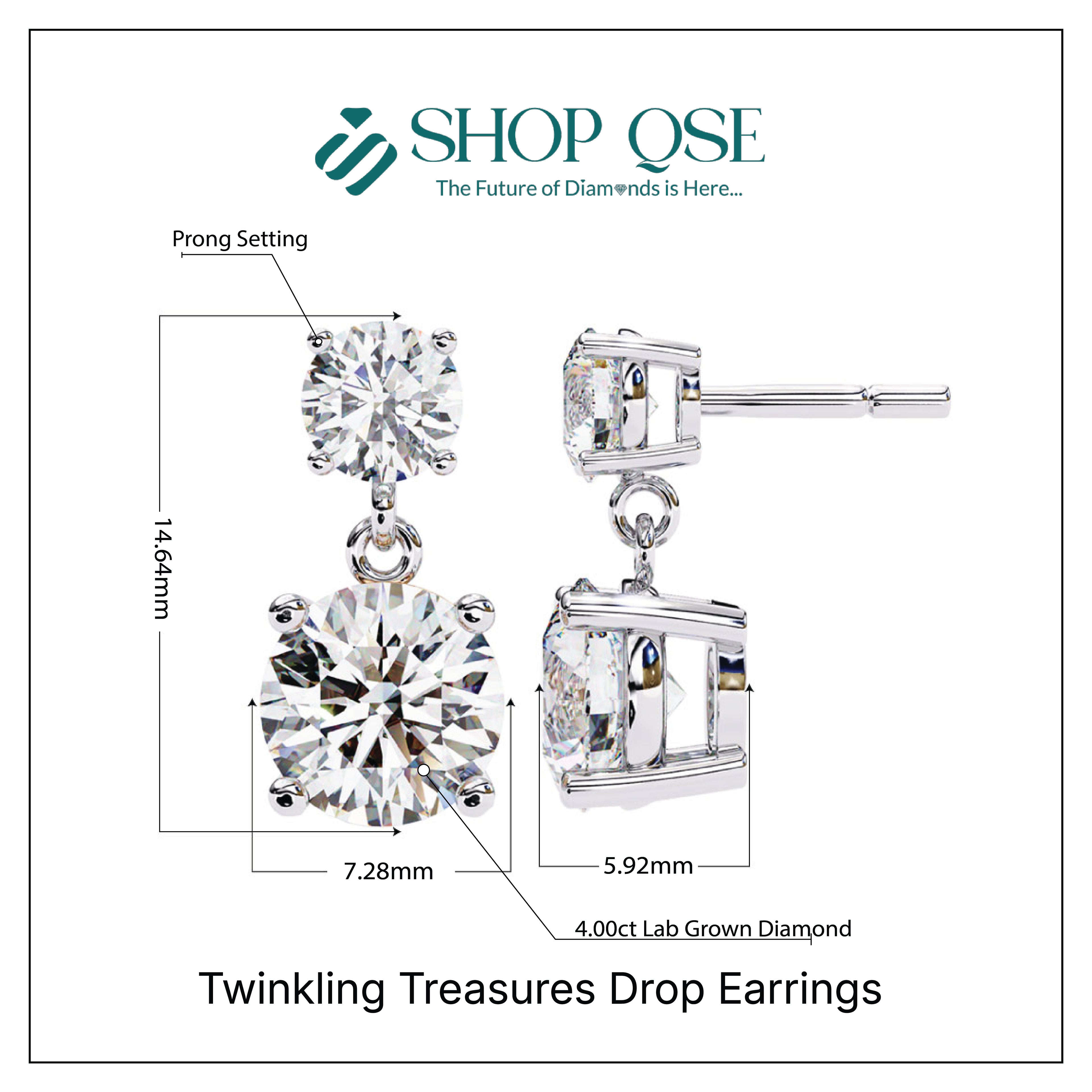 IGI 4ct Lab Grown Diamond Twinkling Treasures Drop Earrings