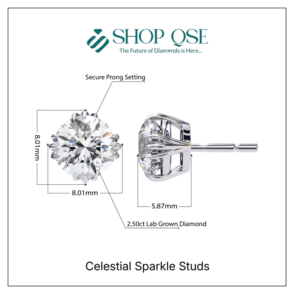 Pendientes de diamantes cultivados en laboratorio de 2,50 ct con destellos celestiales