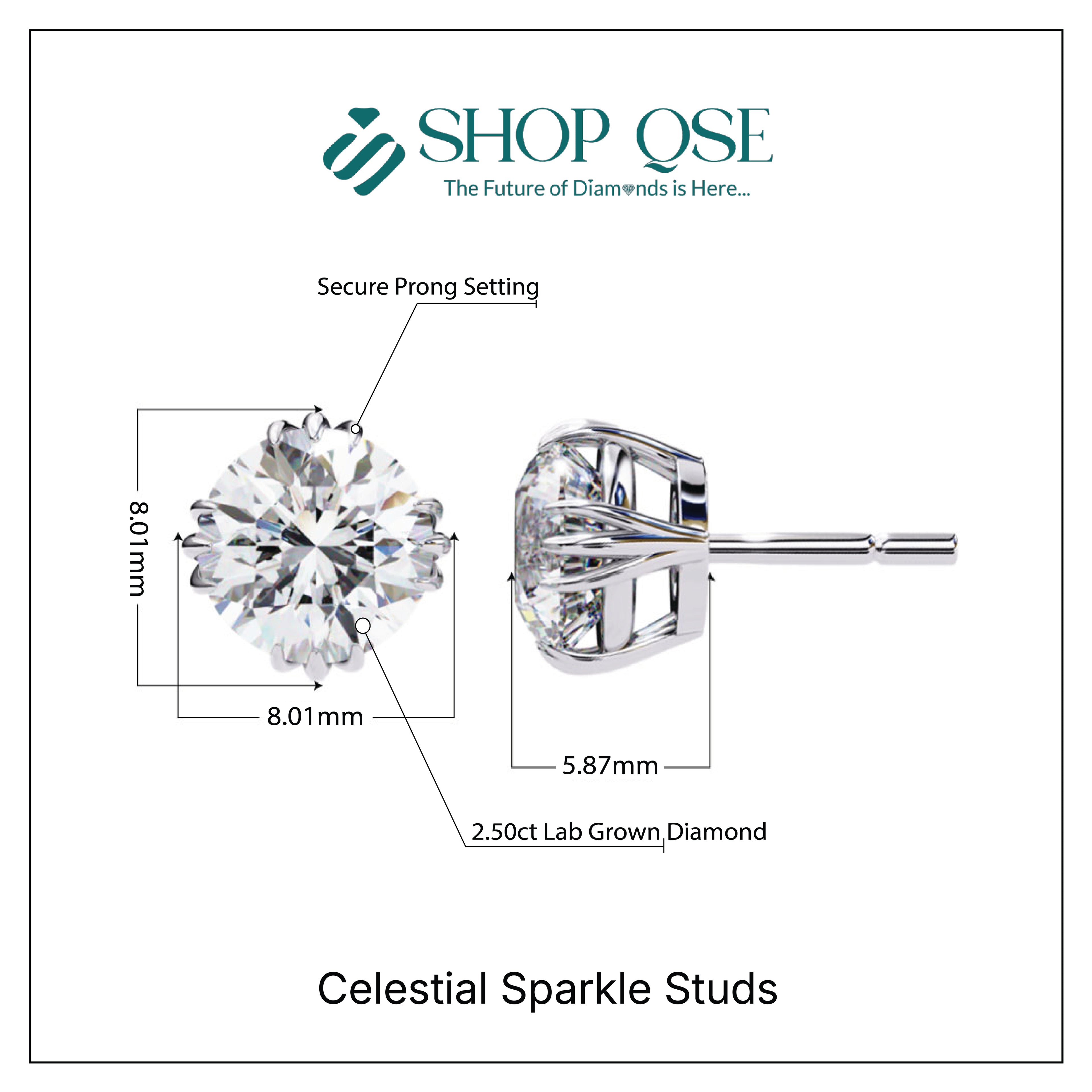 Pendientes de diamantes cultivados en laboratorio de 2,50 ct con destellos celestiales
