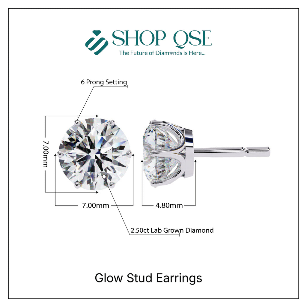 IGI 2.50ct Lab Grown Diamond Glow Stud Earrings
