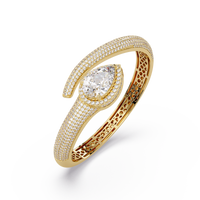 17.50 Carat Pear Shape Lab Grown Diamond Bangle Bracelet