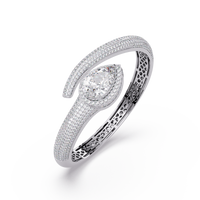 17.50 Carat Pear Shape Lab Grown Diamond Bangle Bracelet