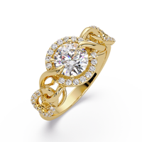 1.25 CT Lab Grown Diamond Halo Ring with Twisted Chain Design