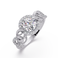 1.25 CT Lab Grown Diamond Halo Ring with Twisted Chain Design