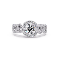 1.25 CT Lab Grown Diamond Halo Ring with Twisted Chain Design