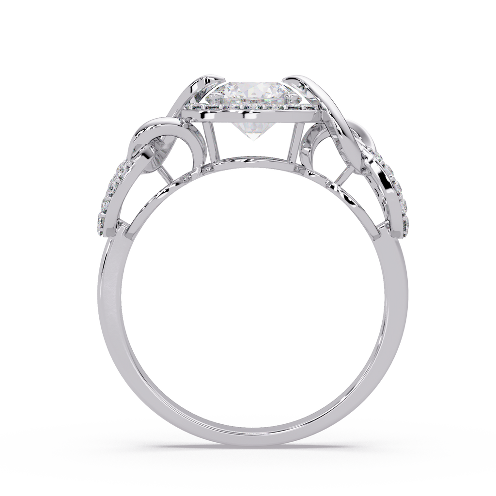 1.25 CT Lab Grown Diamond Halo Ring with Twisted Chain Design