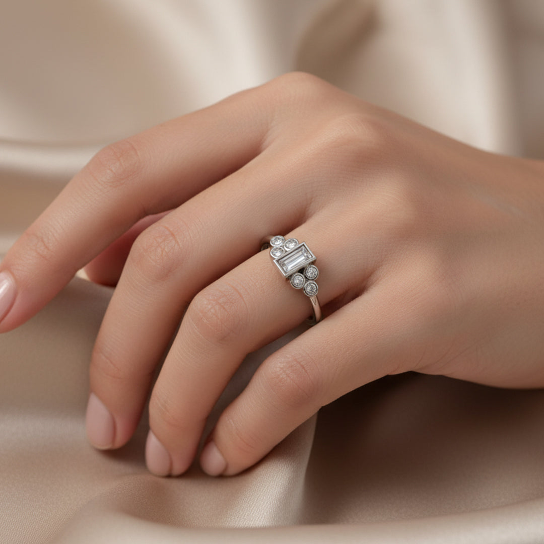 Baguette & Round Lab Grown Diamond Ring