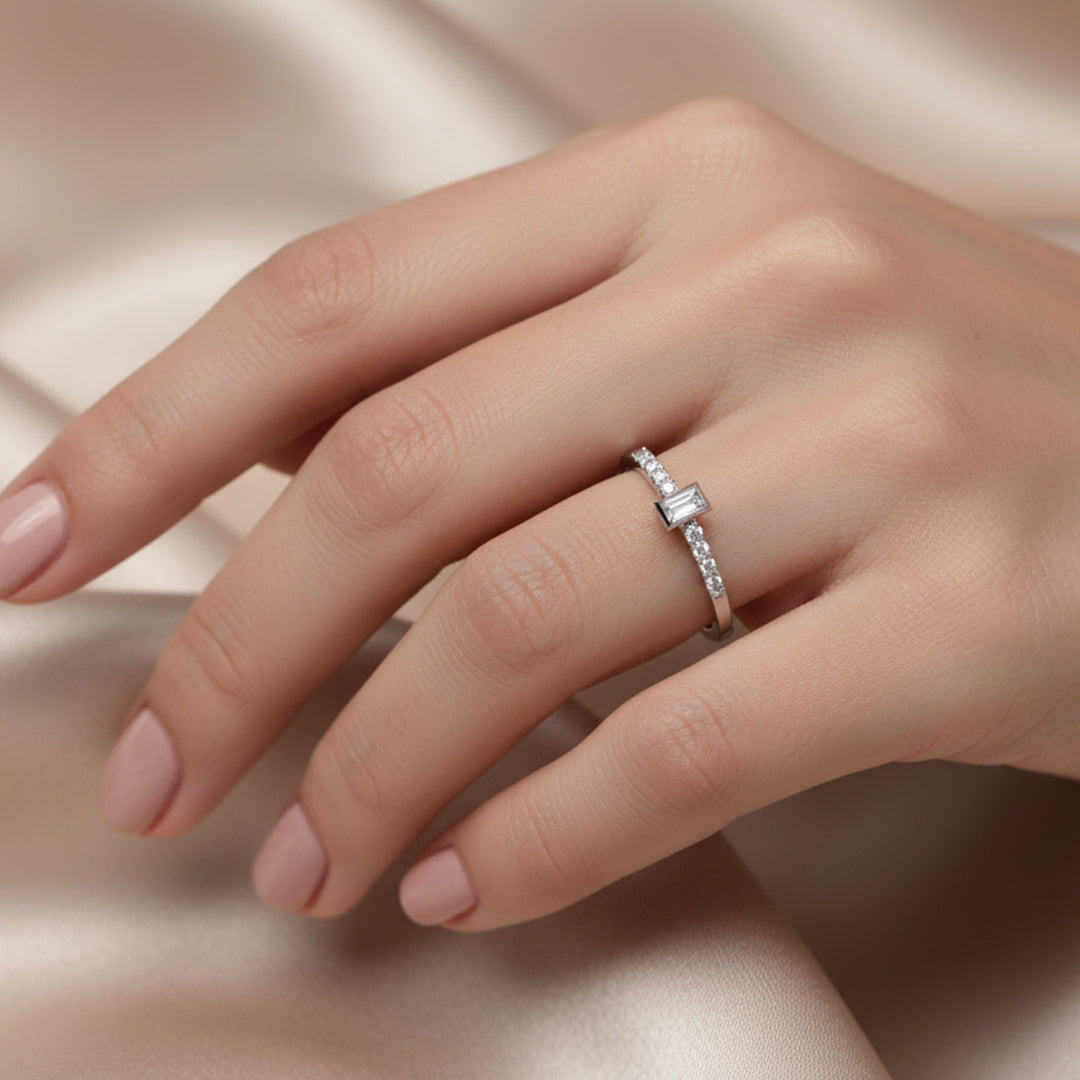 Baguette & Round Lab Grown Diamond Ring