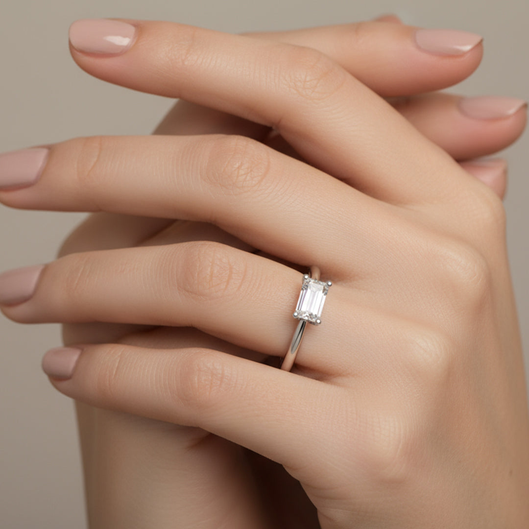 Baguette Lab Grown Diamond Solitaire Ring