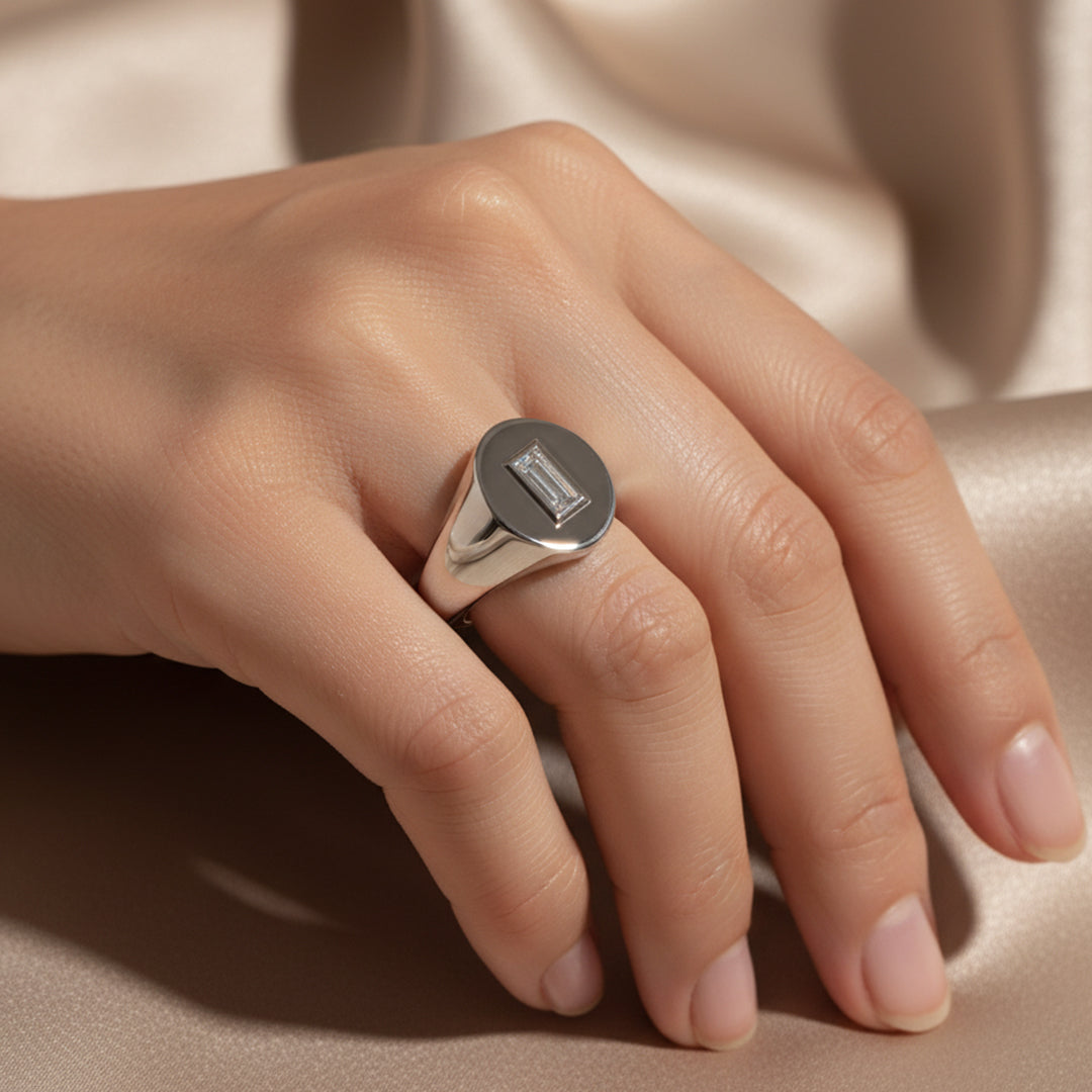 Bezel Baguette Lab Grown Diamond Ring