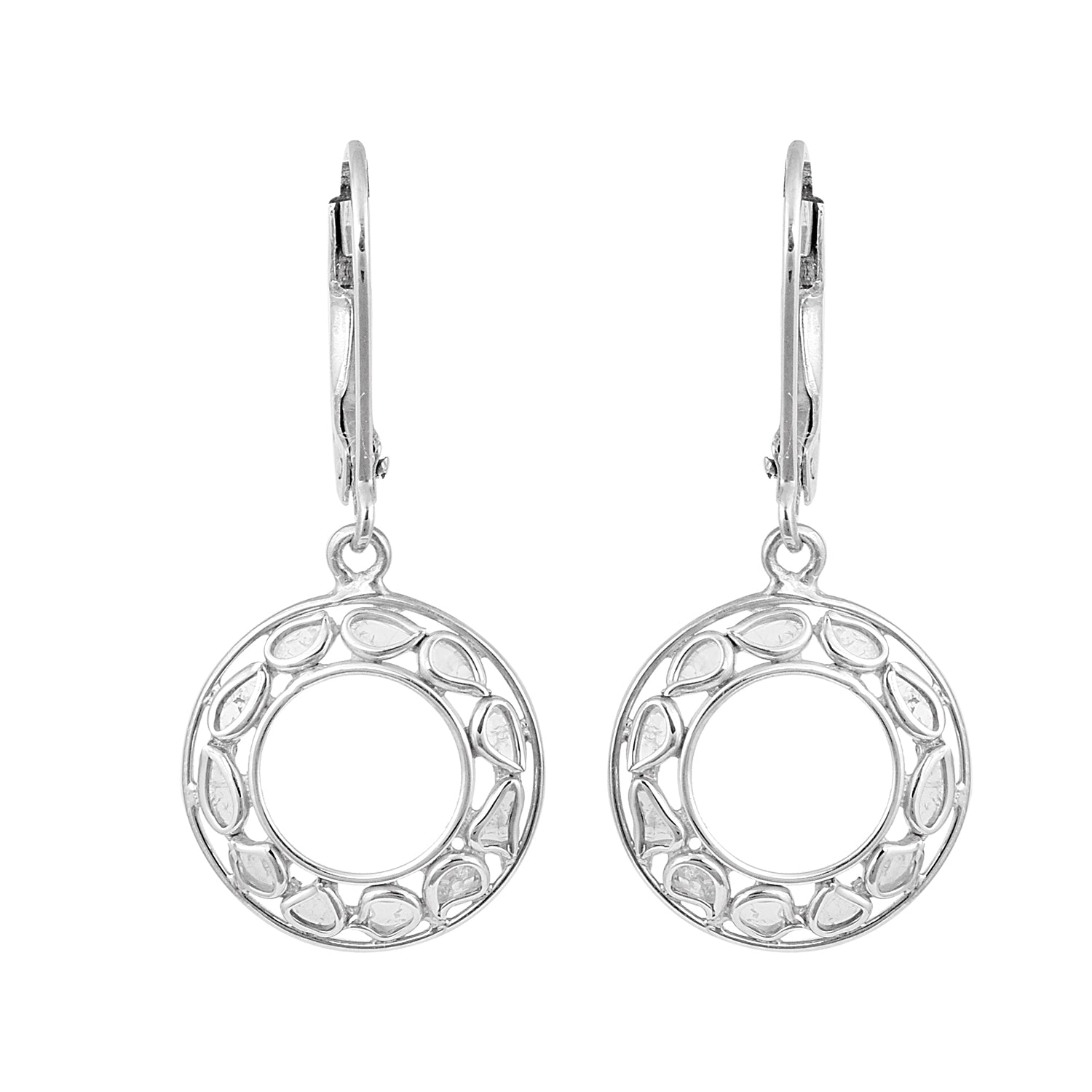 Pendientes con cierre de palanca de diamantes naturales Polki de 0,25 ct