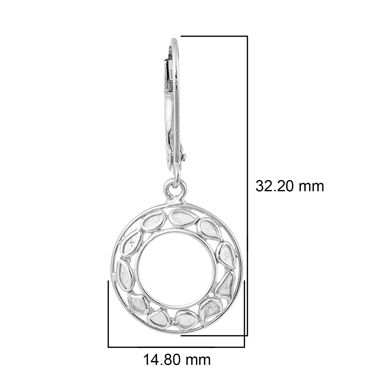 Pendientes con cierre de palanca de diamantes naturales Polki de 0,25 ct