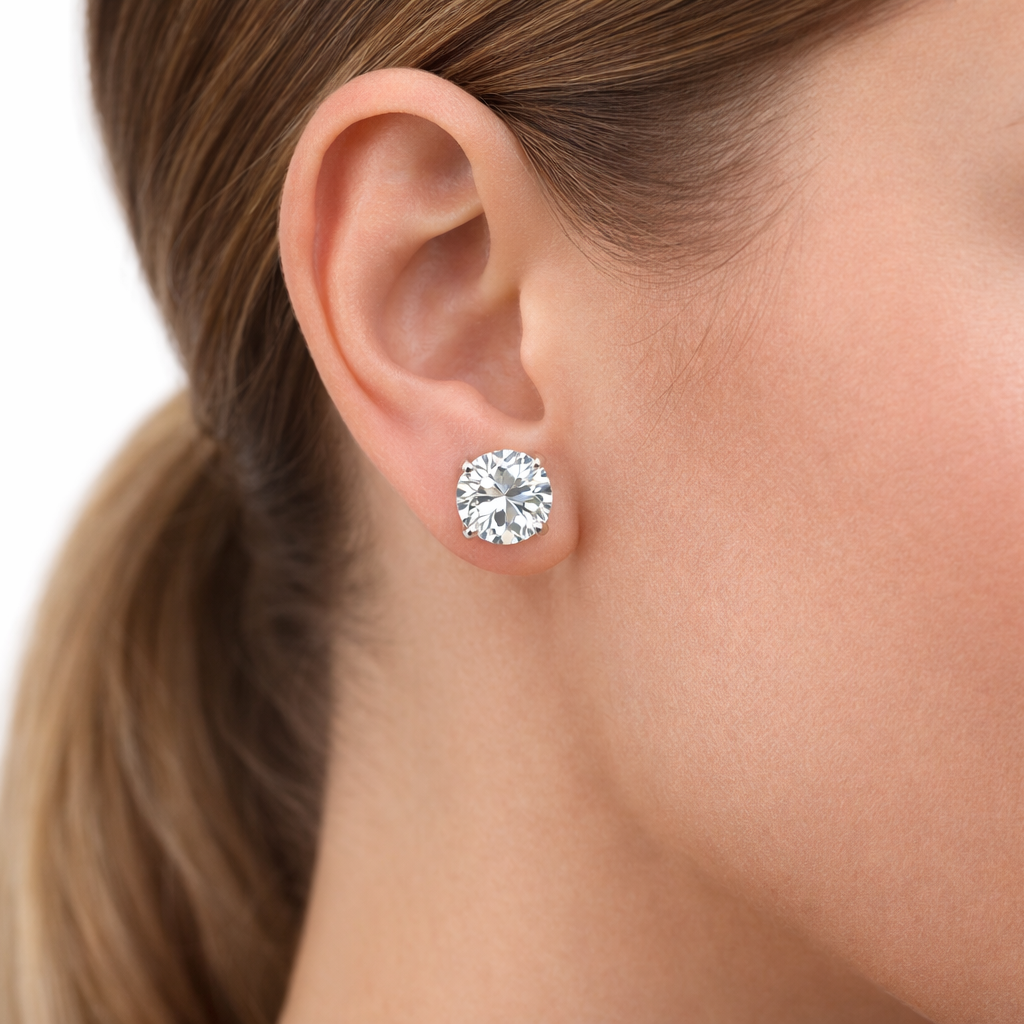 1.00-3.00 Carat IGI Certified Natural Round Cut Diamond Studs Earrings 14k White Gold