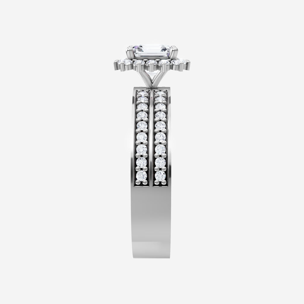 IGI 2.50 CT Asscher Double Band Halo Lab Grown Diamond Ring
