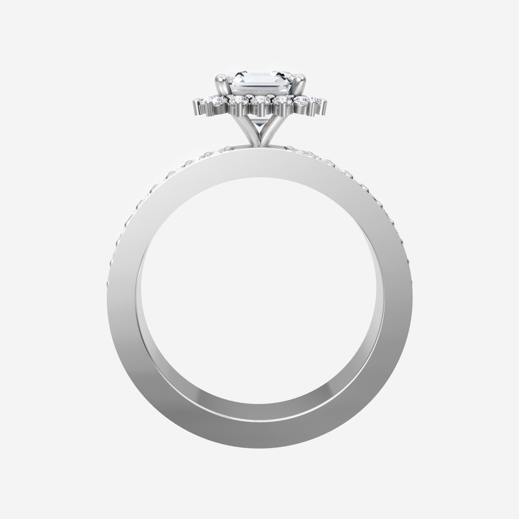 IGI 2.50 CT Asscher Double Band Halo Lab Grown Diamond Ring