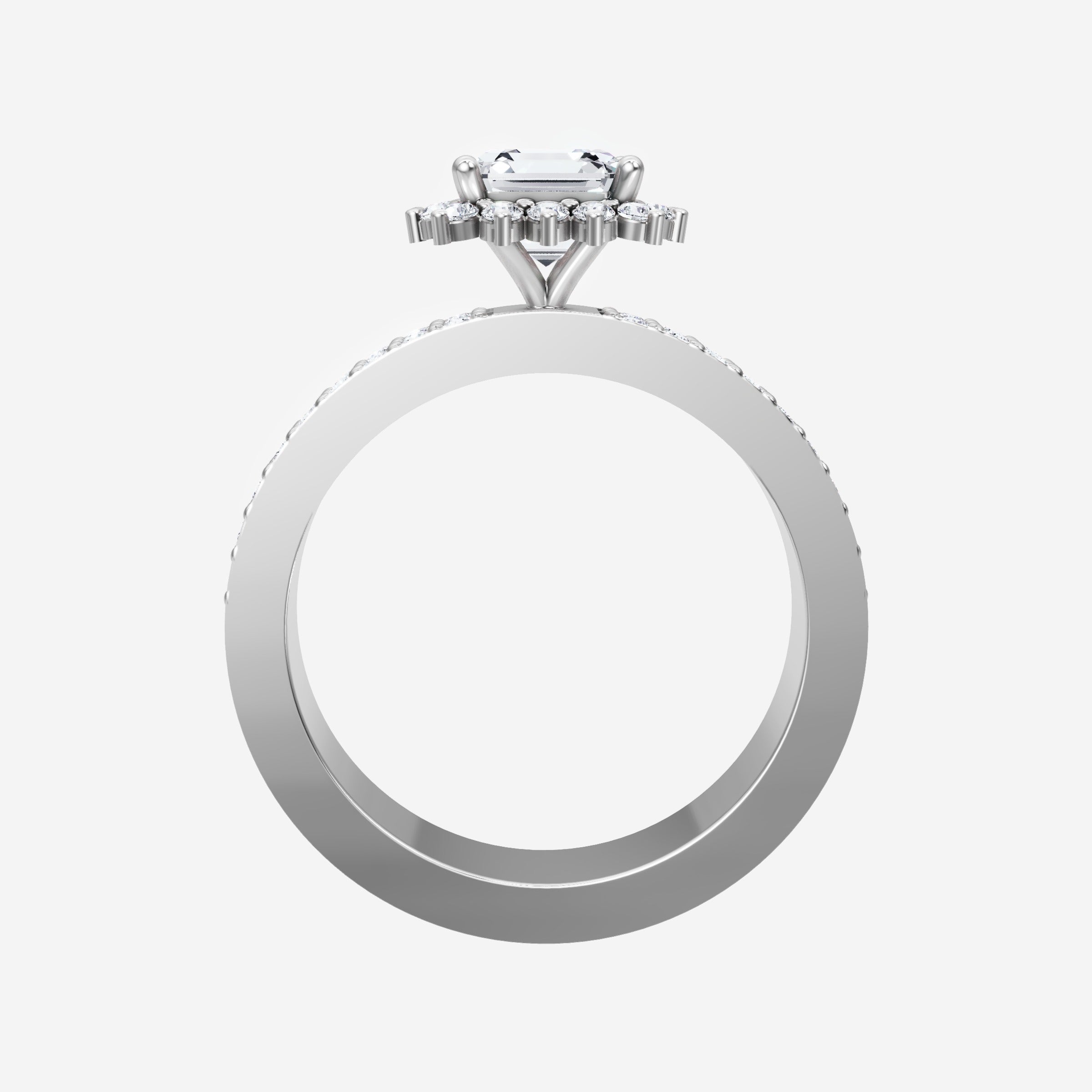 IGI 2.50 CT Asscher Double Band Halo Lab Grown Diamond Ring