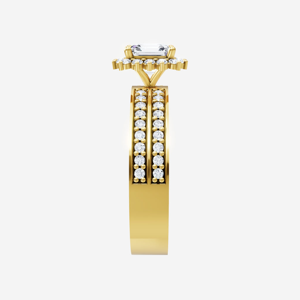 IGI 2.50 CT Asscher Double Band Halo Lab Grown Diamond Ring