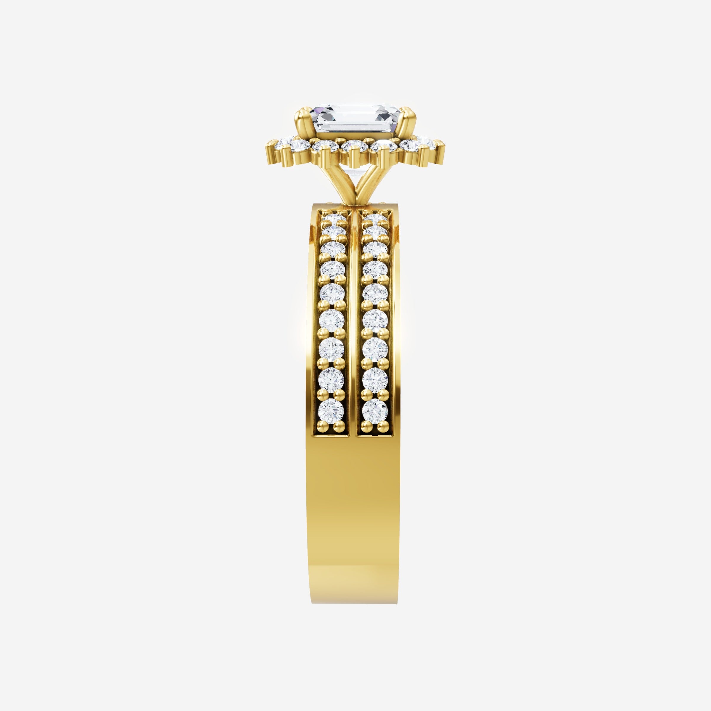 IGI 2.50 CT Asscher Double Band Halo Lab Grown Diamond Ring