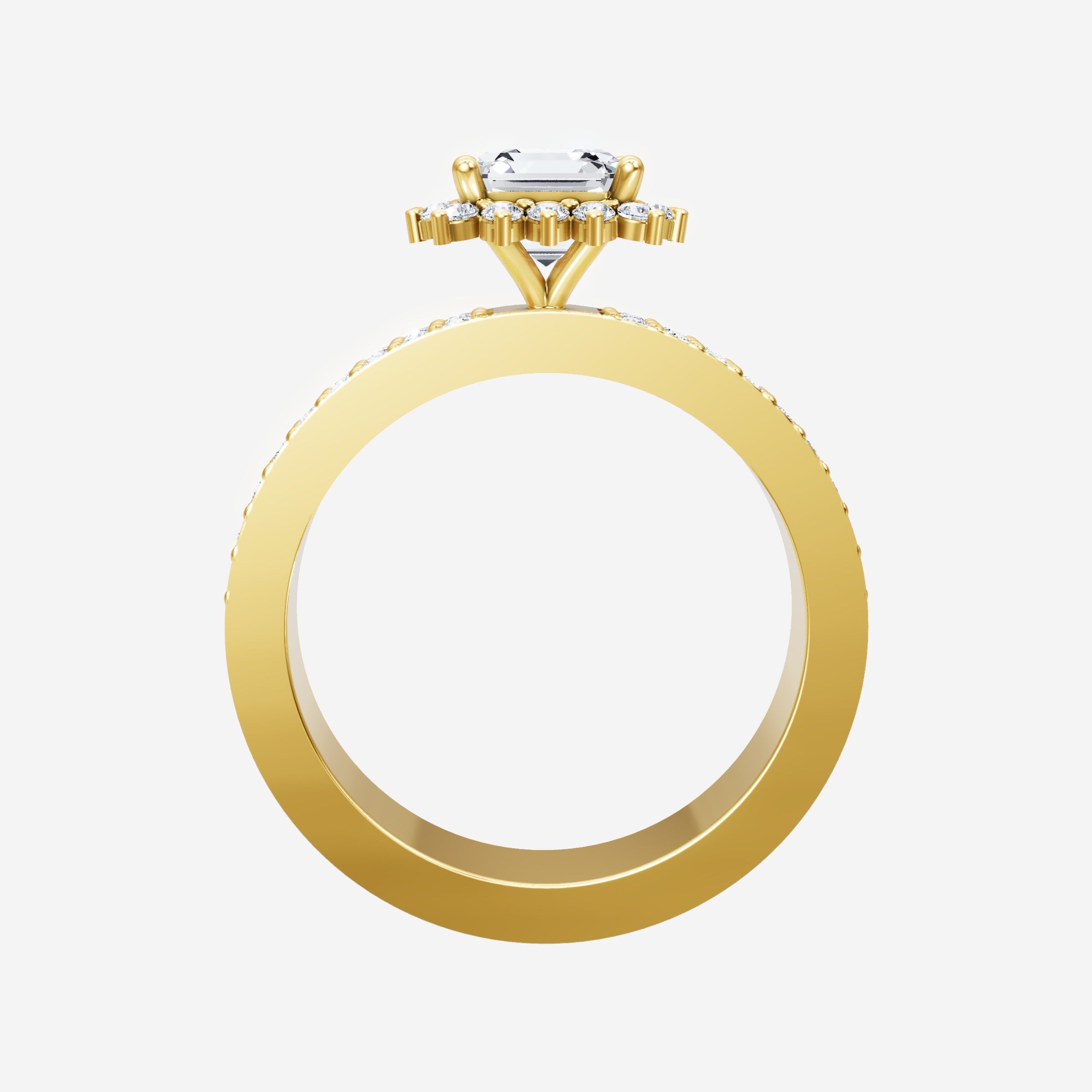 IGI 2.50 CT Asscher Double Band Halo Lab Grown Diamond Ring