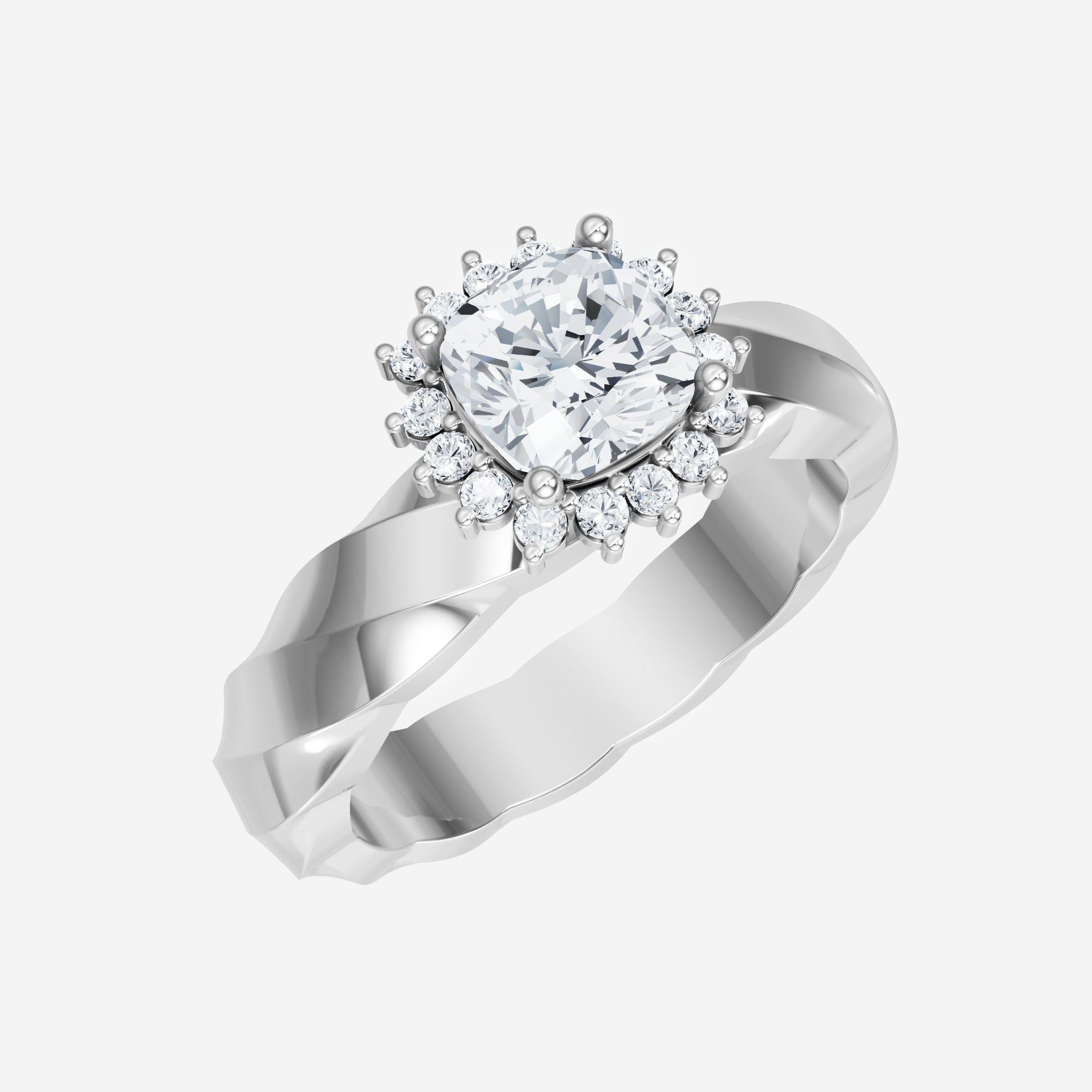 Cushion Bold Diana Halo Ring