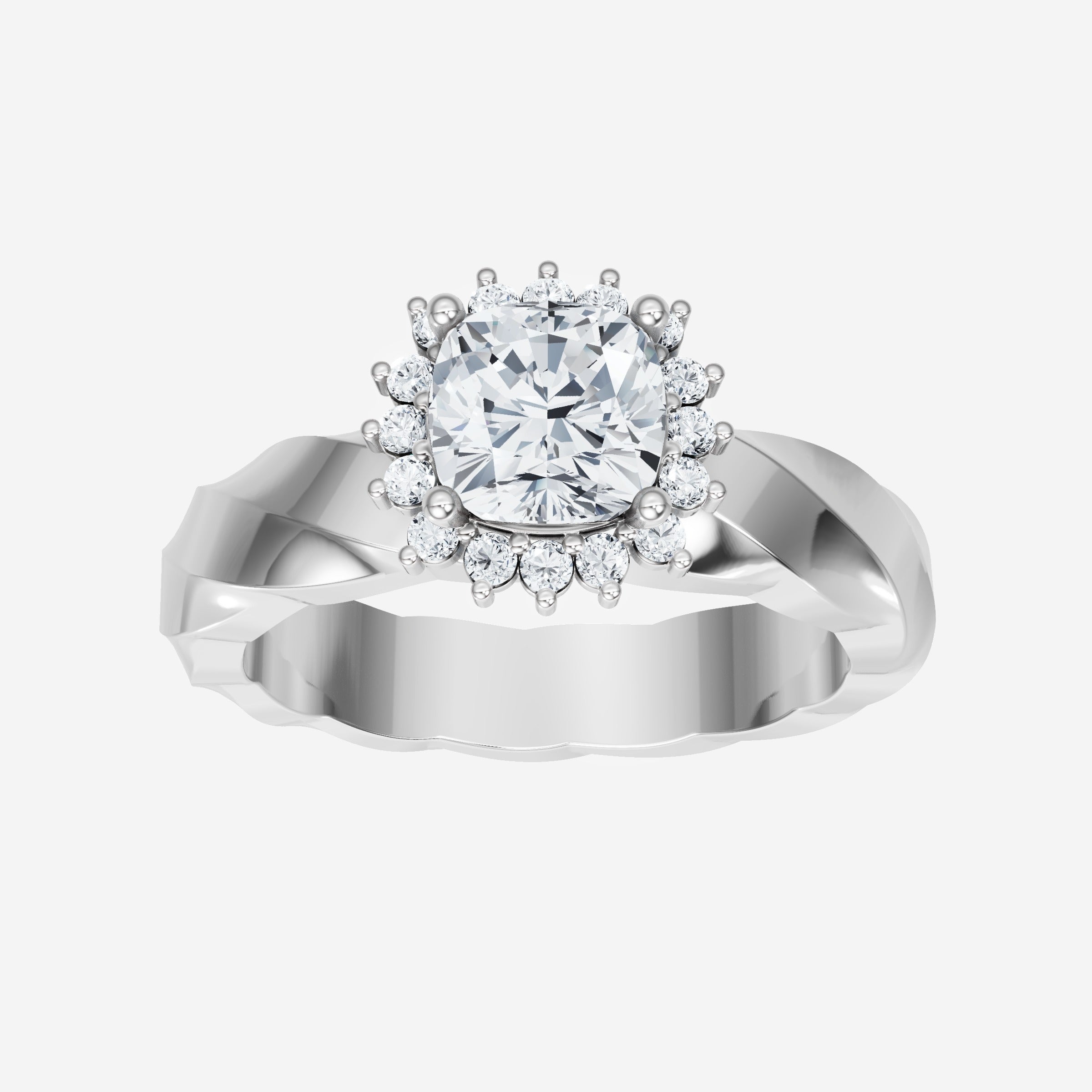 Cushion Bold Diana Halo Ring